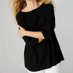 J Jill Smocked Peasant Top Black Size Medium